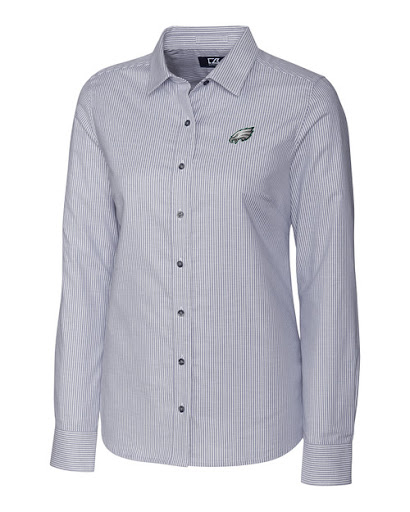 Philadelphia Eagles womens long sleeve button down shirt in grey