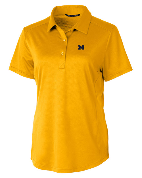 Michigan Wolverines Cutter & Buck Prospect Textured Stretch Womens Short Sleeve Polo