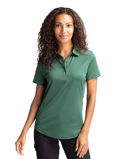 Woman wearing Cutter & Buck Prospect Textured Stretch Womens Short Sleeve Polo
