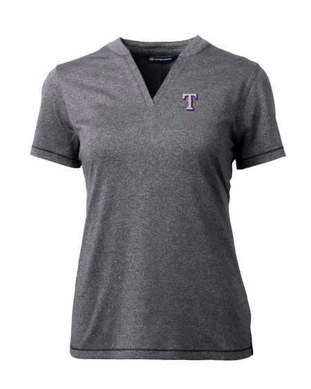 Cutter & Buck Texas Rangers Forge Heathered Stretch 91վ’s Blade Top in Charcoal Heather/Dark Grey