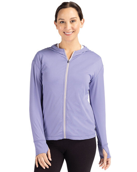 Cutter & Buck Daybreak Eco Recycled Womens Full Zip Hoodie in Hyacinth
