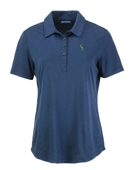Seattle Mariners Cutter & Buck Coastline Epic Comfort Eco Recycled Womens Polo in Navy Blue