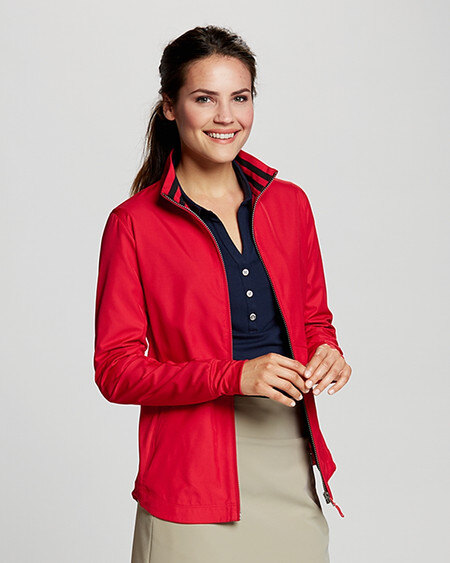 Woman wearing Cutter & Buck Womens Nine Iron Jacket in Red