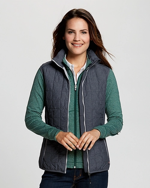 Woman Wearing Cutter & Buck Rainier Primaloft Puffer Vest