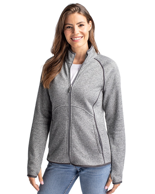 Woman wearing Cutter & Buck Mainsail Sweater-Knit Womens Full Zip Jacket