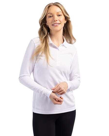 Clique Ice Pique Women's Long Sleeve Tech Polo in White 