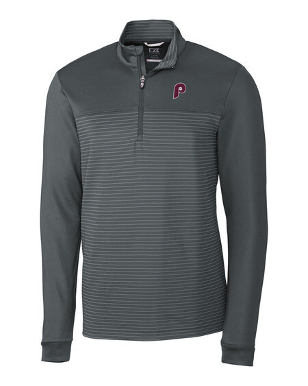 Cutter & Buck Philadelphia Phillies Traverse Stripe Stretch Quarter-Zip Men’s Pullover in Elemental Grey