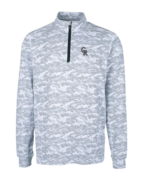 Colorado Rockies Cutter & Buck Traverse Camo Print Stretch Quarter Zip Men's Big and Tall Pullover