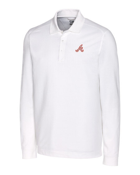 Cutter & Buck Atlanta Braves Advantage Tri-Blend Pique Men’s Long Sleeve Polo in White