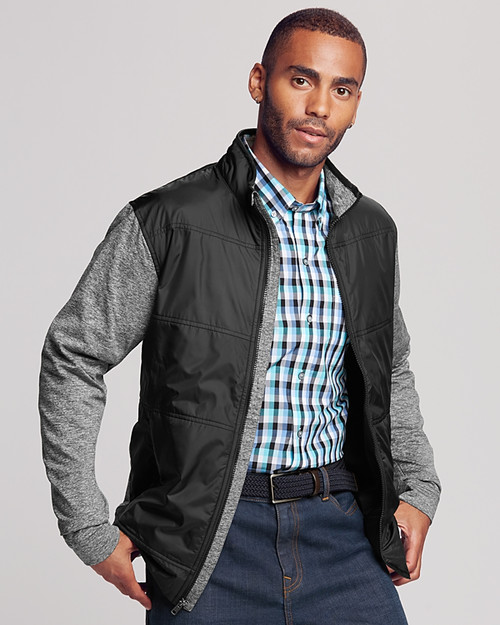 Man wearing Cutter & Buck Stealth Hybrid Quilted Mens Full Zip Windbreaker Jacket