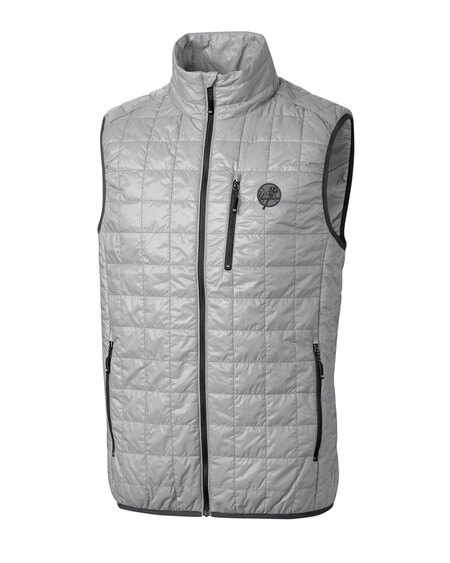 New York Yankees Mono Cutter & Buck Rainier PrimaLoft® Mens Eco Insulated Full Zip Puffer Vest in polished gray