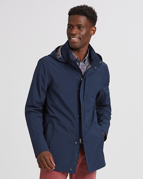 man wearing blue jacket