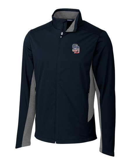 San Diego Padres Stars & Stripes Cutter & Buck Navigate Softshell Mens Big and Tall Full Zip Jacket in Liberty Navy