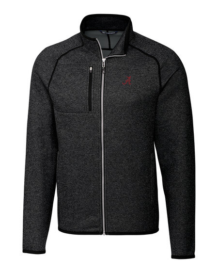 Alabama Crimson Tide Cutter & Buck Mainsail Sweater-Knit Mens Full Zip Jacket in Charcoal Heather/Dark Grey