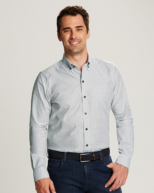 Tailored Fit Stretch Oxford Stripe