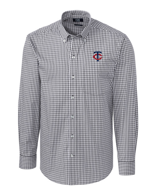Minnesota Twins Cutter & Buck Easy Care Stretch Gingham Men's Big and Tall Long Sleeve Dress Shirt