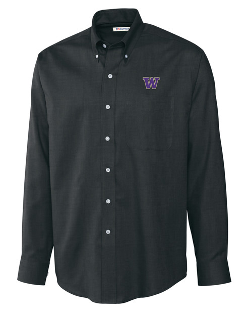 Washington Huskies Cutter & Buck Epic Easy Care Nailshead Mens Big and Tall Long Sleeve Dress Shirt