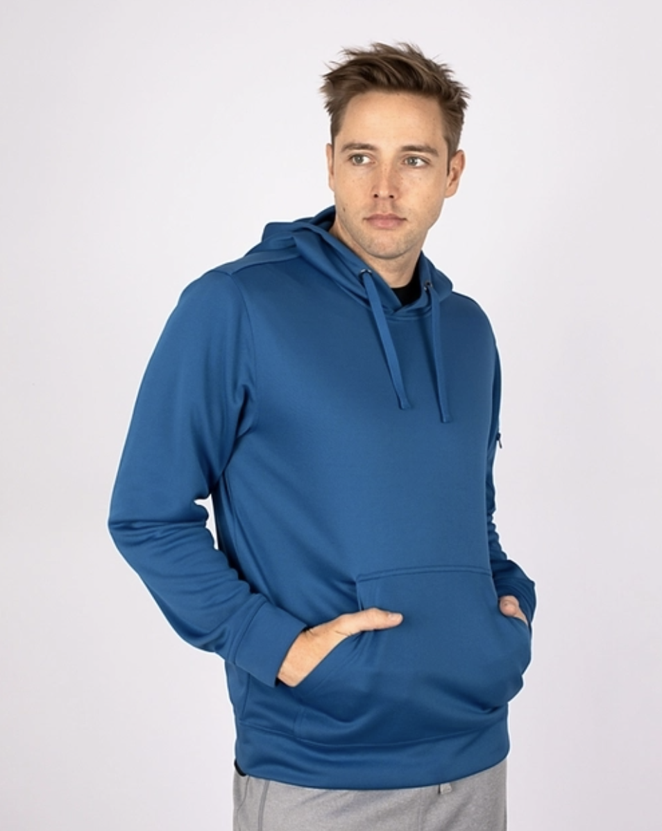 Man Wearing Cutter and Buck Clique Lift Performance Hoodie Sweatshirt