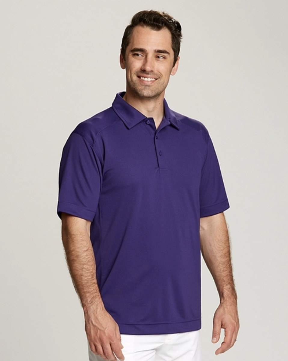 Man Wearing Cutter & Buck CB Drytec Genre Textured Solid  Polo