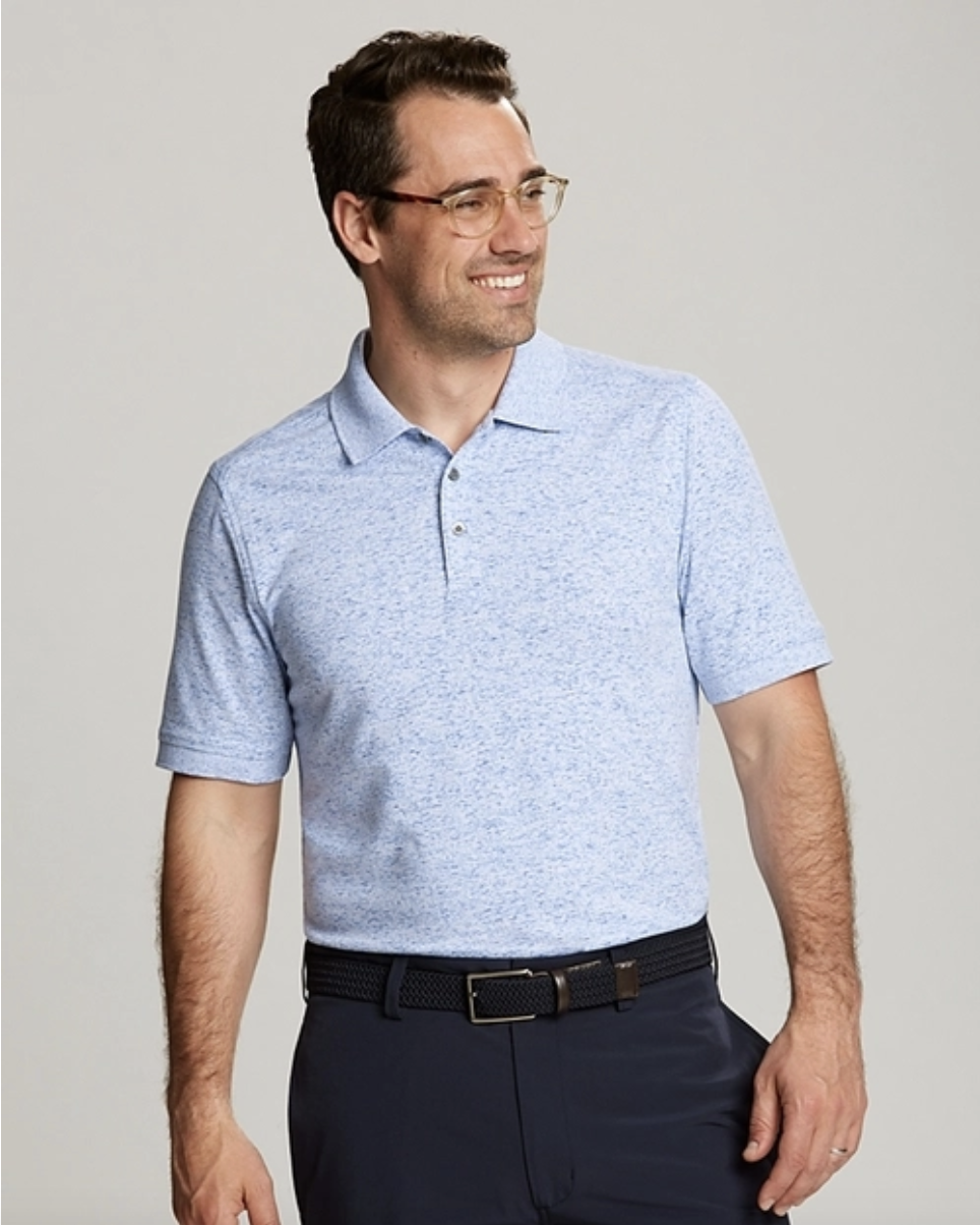 Man Wearing Cutter & Buck Advantage Tri-Blend Space Dye Polo