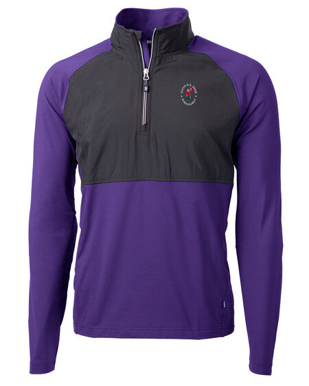 College Purple/Black 2024 U.S. Open Cutter & Buck Adapt Eco Knit Hybrid Recycled Mens Quarter Zip